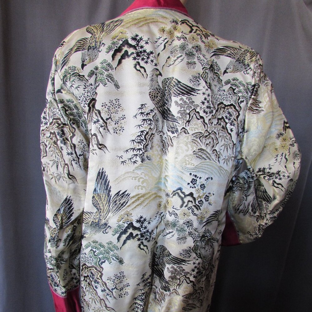 SALE Handsome Vintage Unisex Embroidered Smoking Jacket Robe Asian Influence - Picture 6 of 15